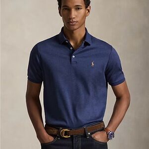 Ralph Lauren Navy Classic Fit Soft Cotton Polo Shirt Authenticated Mens Large